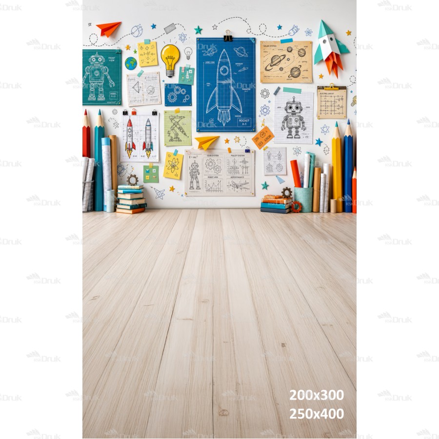 Tło fotograficzne „Kosmiczna pracownia młodego odkrywcy – edukacyjna aranżacja STEM” | 4175
